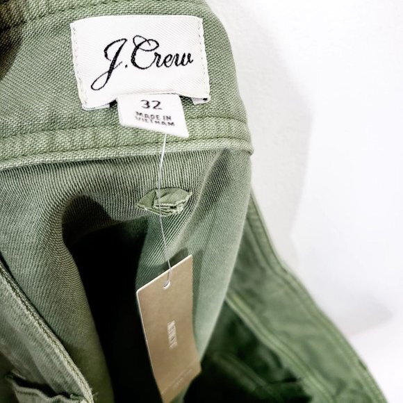 J CREW Army Green Mini Denim Skirt 32 High Waist Button Front NEW - Picture 3 of 11